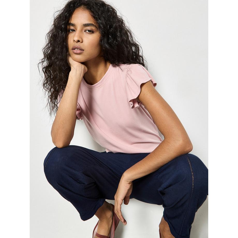 APRICOT Jersey Strick Rüschen T-Shirt  