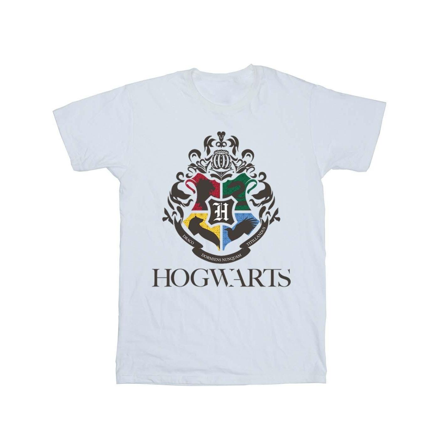 Image of Hogwarts Crest Boyfriend Fit Tshirt Damen Weiss 4XL
