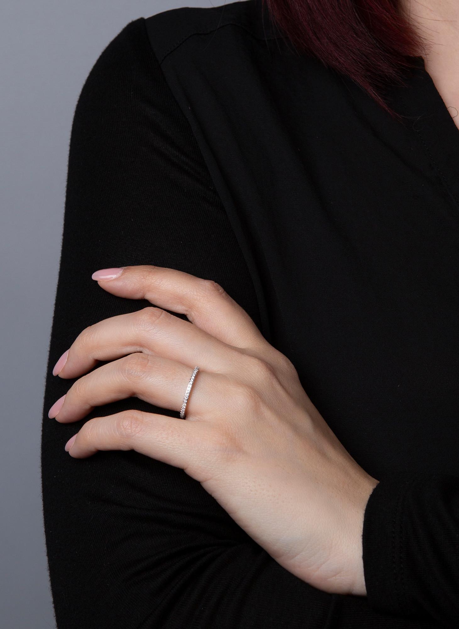 Image of Mémoire-ring 585/14k Weissgold Diamant 0.31ct. Damen Silber 54