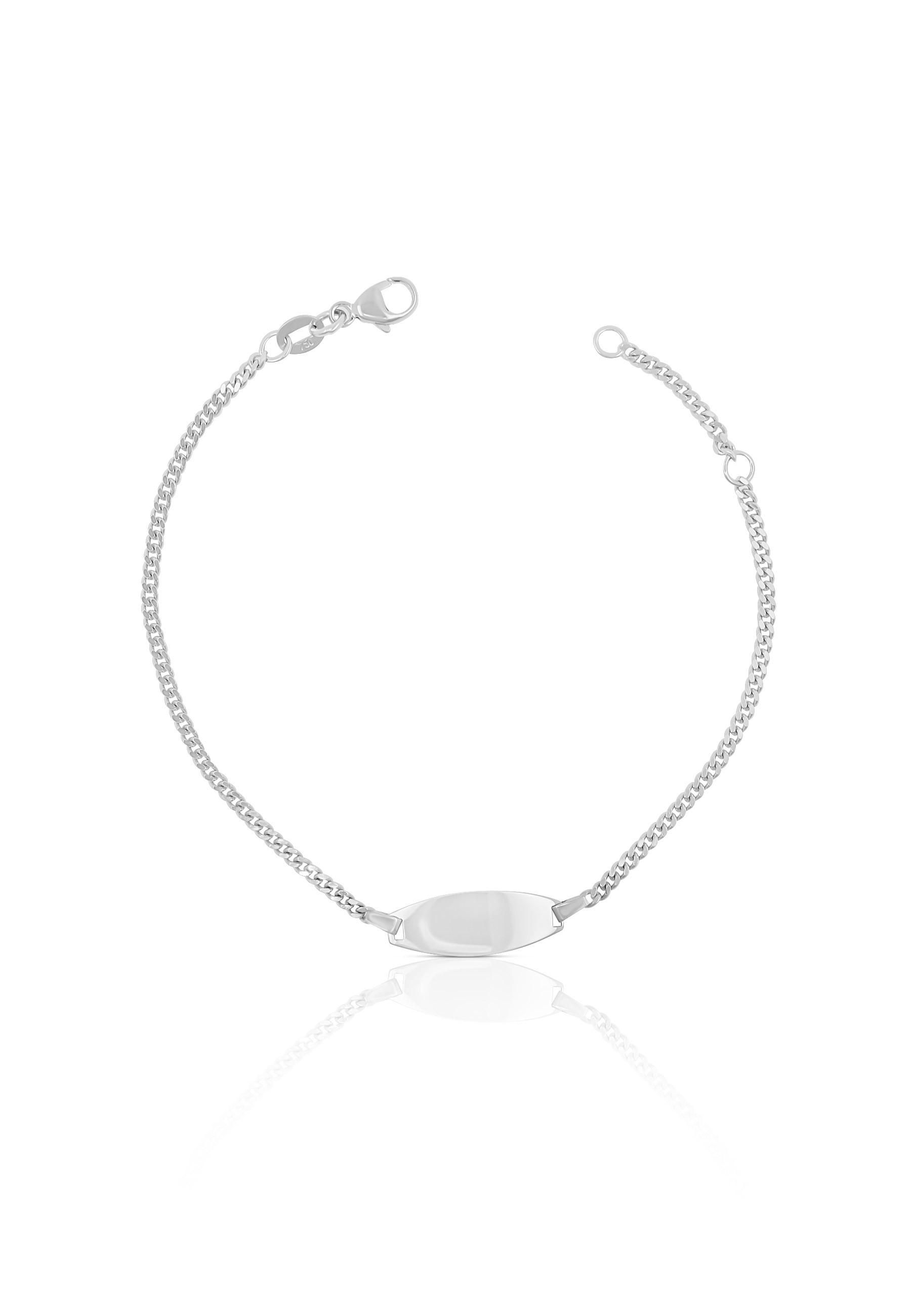 Image of Bébé Bracelet Panzer Weissgold 750, 14cm Gravurplatte 1.9cm Damen Silber 14cm