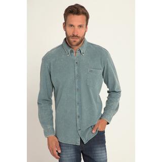 JP1880  Camicia di piqué dalla vestibilità moderna con acid wash, maniche lunghe e colletto ad apertura inglese blue denim 