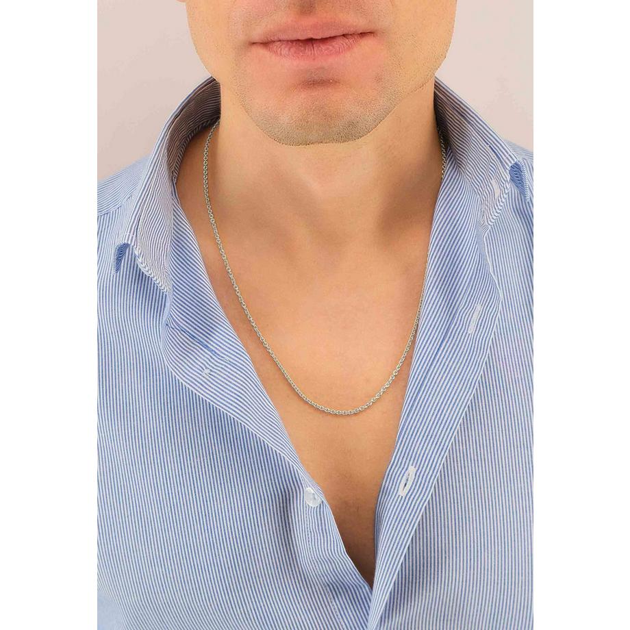 MUAU Schmuck  Collier forçat ronde en or blanc 750, 2.3mm, 55cm 