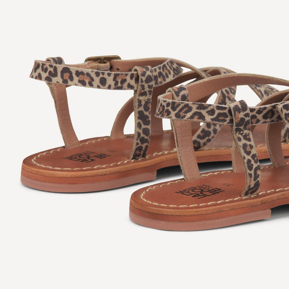 La Redoute Collections Sandali in pelle con cinturino stampa leopardata  