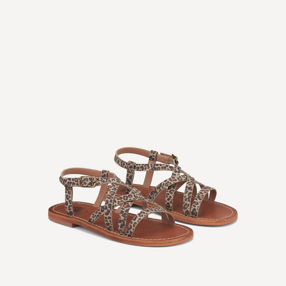 La Redoute Collections Sandali in pelle con cinturino stampa leopardata  