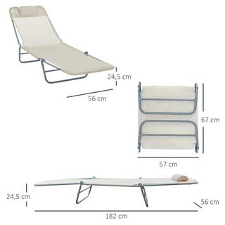 Outsunny Chaise Longue De Jardin, Chaise Longue De Relaxation, Chaise Longue De Salle De Bain, Chaise Longue À Deux Pieds, 4 Couleurs (Crème)  