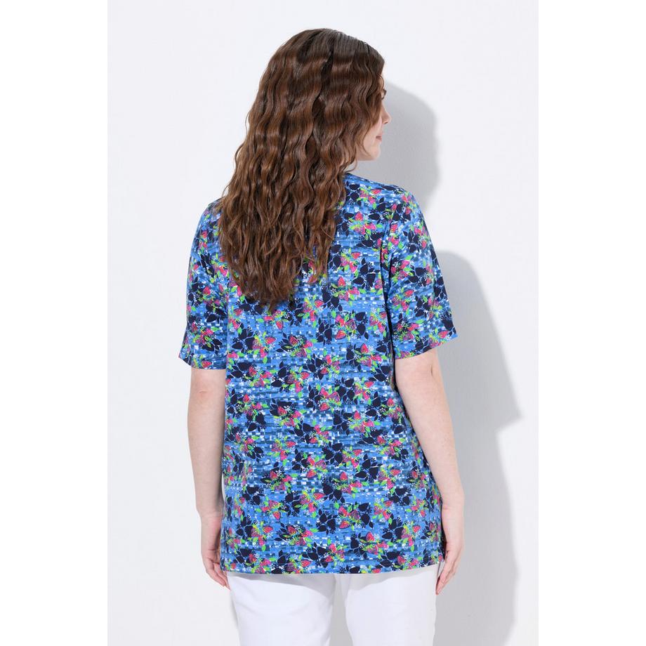 Ulla Popken Erdbeeren Carré-Ausschnitt Halbarm T-Shirt  