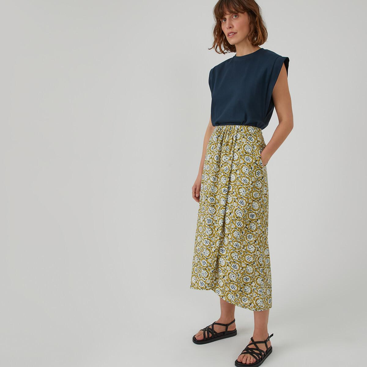 Image of Drapierter Maxi-rock Mit Blumenprint Damen Grün 50