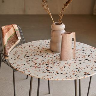 Tikamoon Table ronde en terrazzo premium et métal brown 4 pers. Elio  