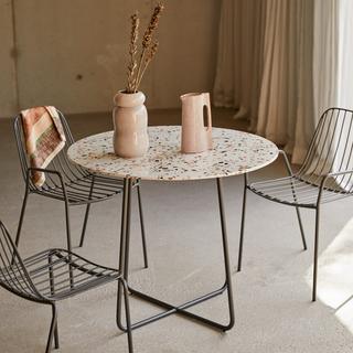 Tikamoon Table ronde en terrazzo premium et métal brown 4 pers. Elio  