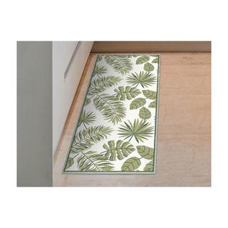 Vente-unique  Tapis de couloir en vinyle motif tropical - 66 x 160 cm - Vert et blanc - TROPICALA 