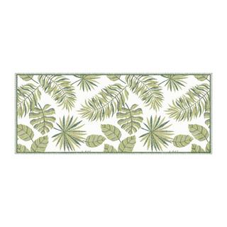 Vente-unique  Tapis de couloir en vinyle motif tropical - 66 x 160 cm - Vert et blanc - TROPICALA 