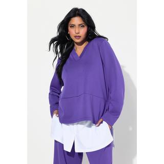 Ulla Popken  Sweatshirt, Bluseneinsatz, V-Ausschnitt, Langarm 