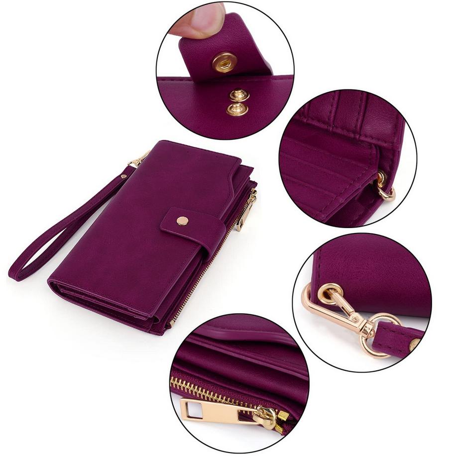 Only-bags.store Blocage RFID Grande Capacité Portefeuille Pochette en Cuir Vegan  