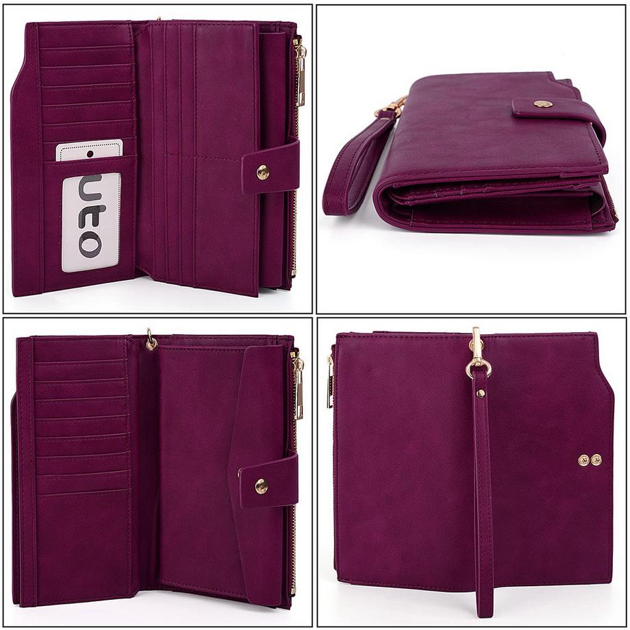 Only-bags.store Blocage RFID Grande Capacité Portefeuille Pochette en Cuir Vegan  