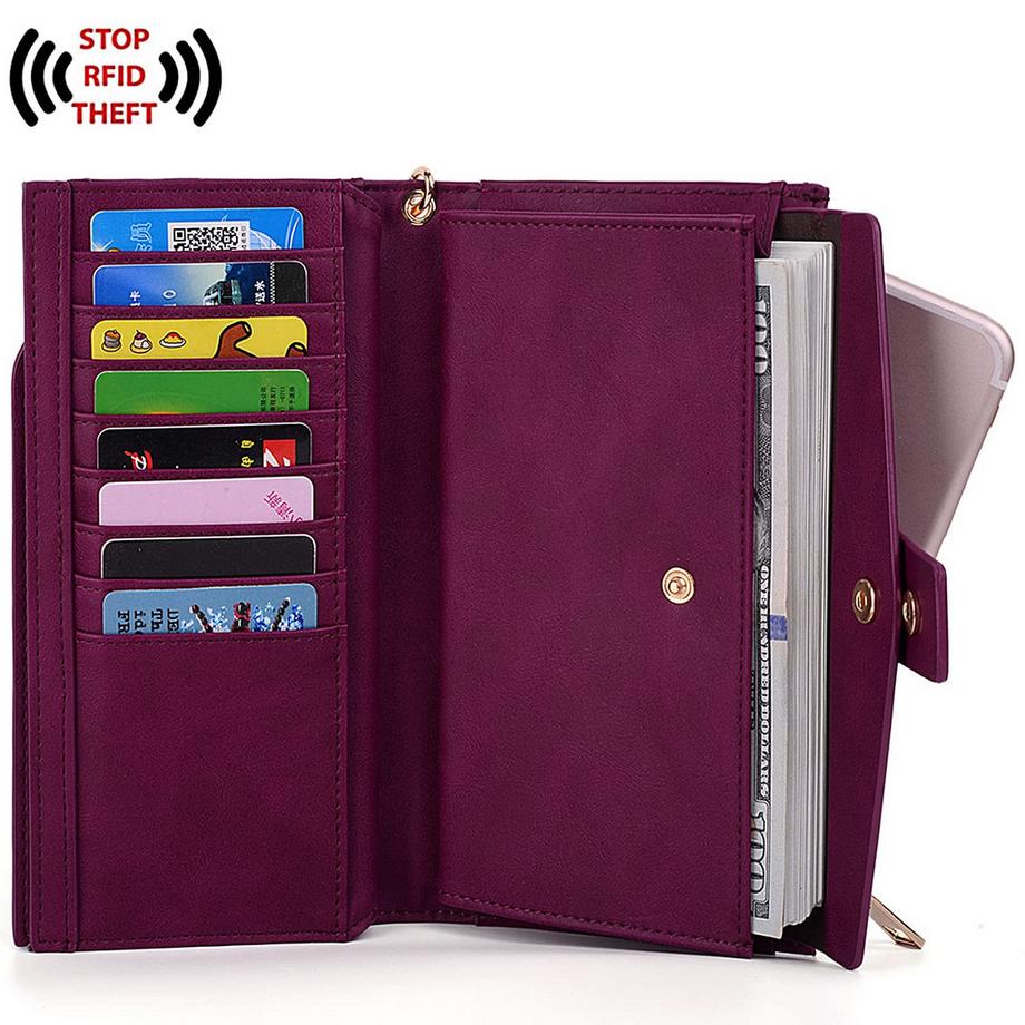 Only-bags.store Blocage RFID Grande Capacité Portefeuille Pochette en Cuir Vegan  