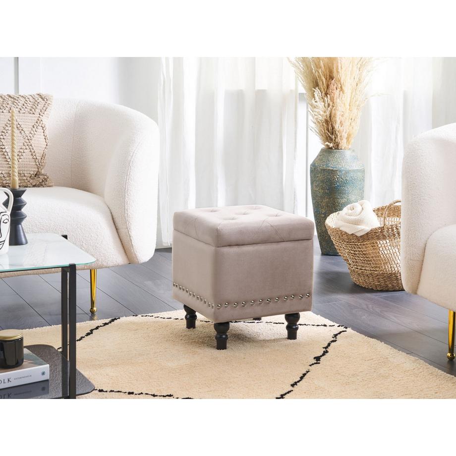 Beliani Pouf mit Stauraum aus Samtstoff Glamourös LORETTO  