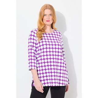 Ulla Popken  Shirt, Dots, A-Linie, Rundhals, 3/4-Arm, Pima Cotton 