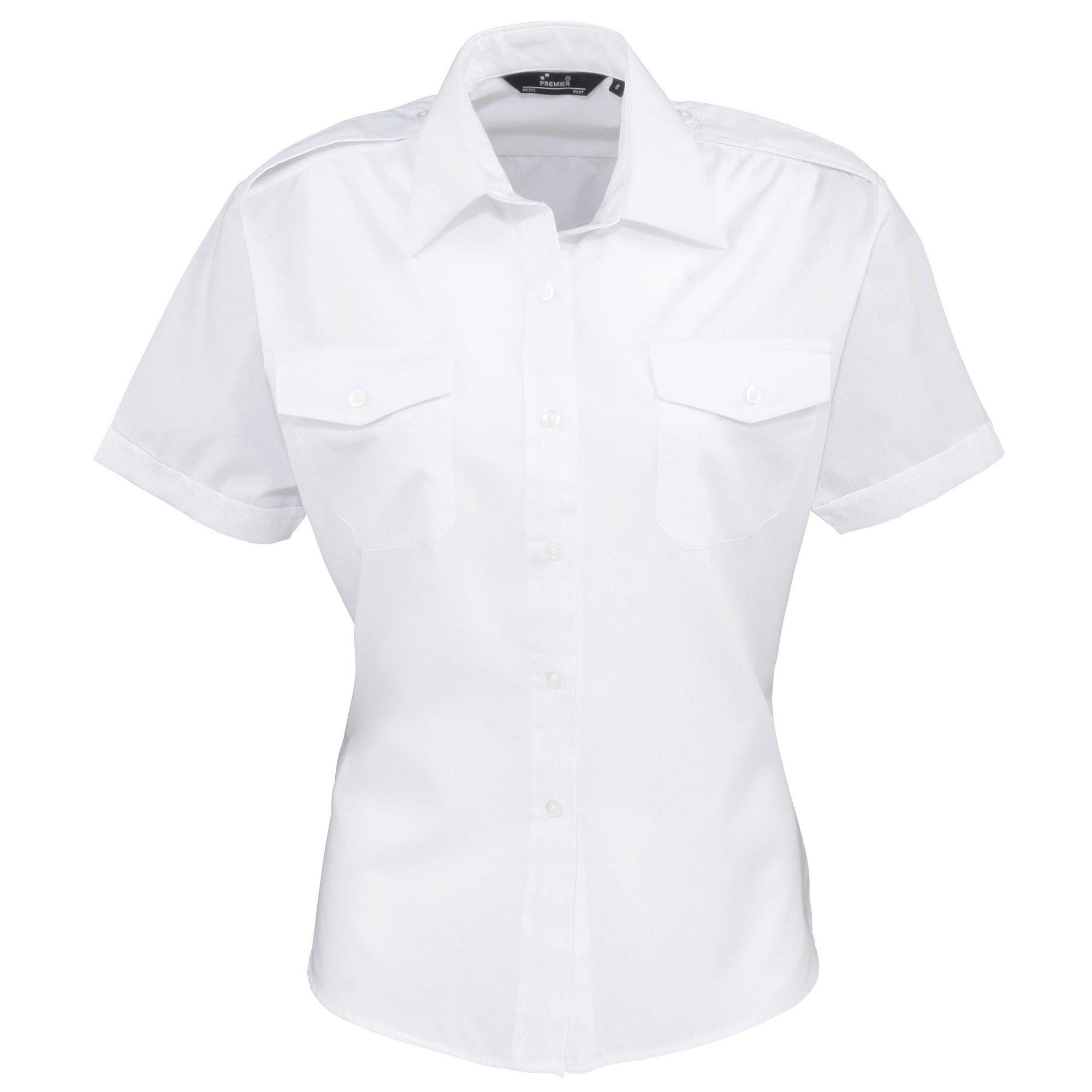 Image of Pilot Bluse Kurzarm Damen Weiss 44