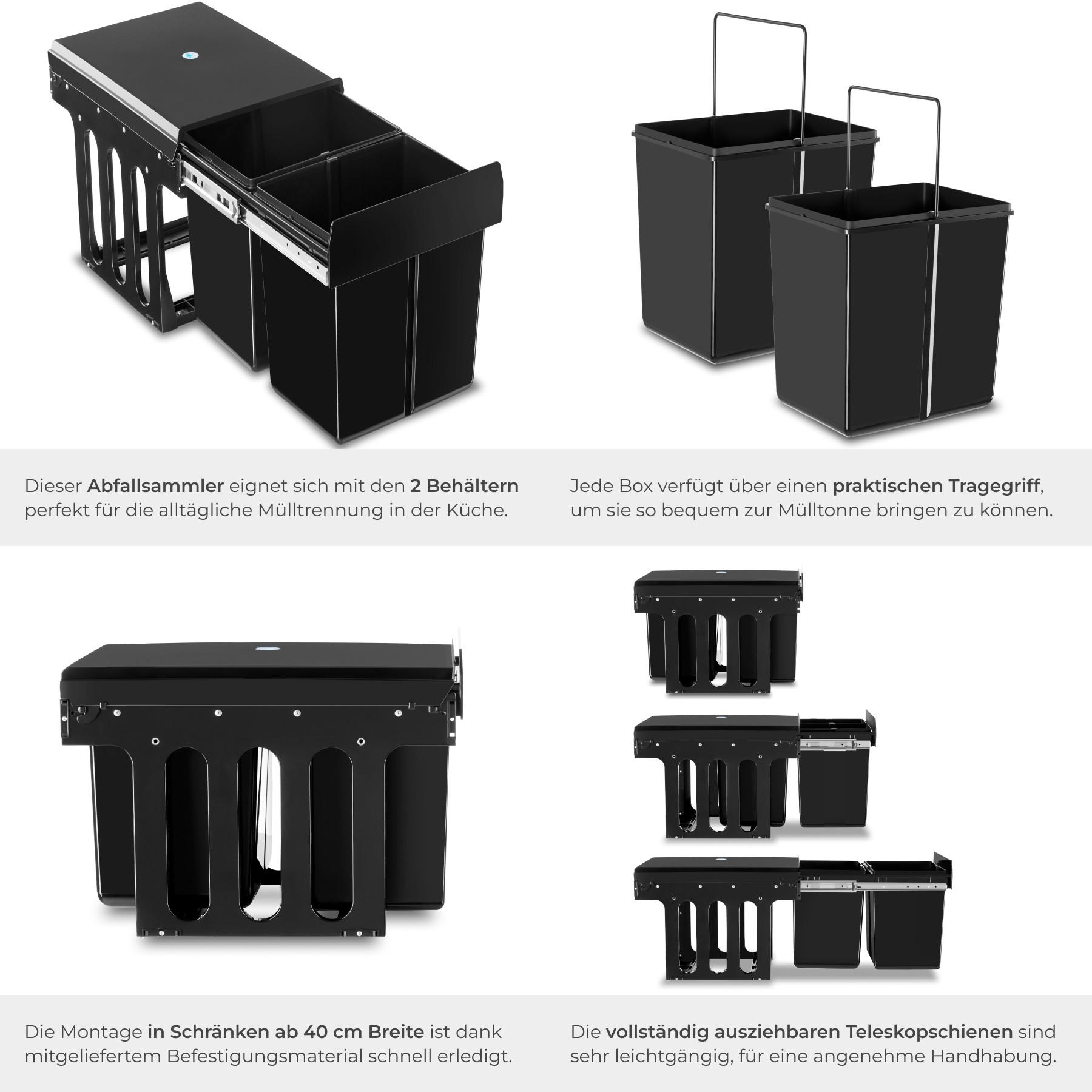 Tectake Raccoglitore Ashlyn, separazione a 2 vie, 30L,telescopiche  