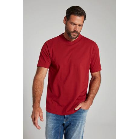 JP1880  T-shirt basic con scollo a V rosso borgogna 