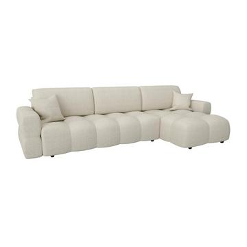 Ecksofa mit Schlaffunktion - Ecke wechselbar - Bouclé-Stoff - Beige - ISSORO