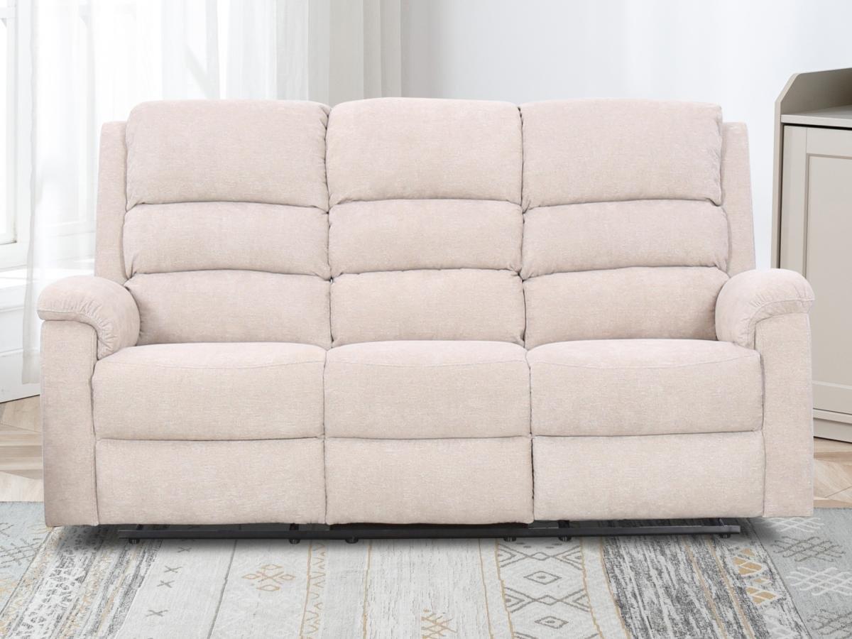 Vente-unique Couchgarnitur mit elektrischer Relaxfunktion 3+2 - Stoff - Beige - NEVERS  