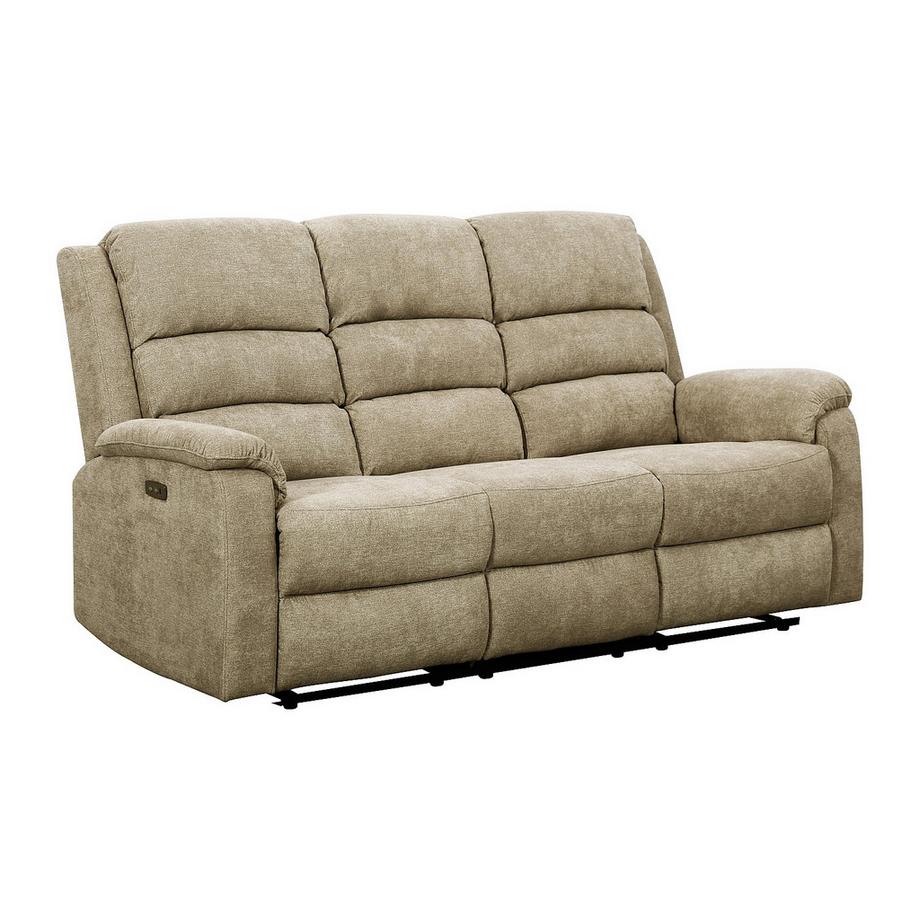 Vente-unique Couchgarnitur mit elektrischer Relaxfunktion 3+2 - Stoff - Beige - NEVERS  