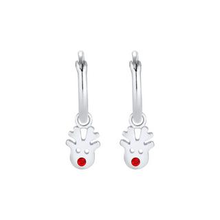 Elli  Boucles d'Oreilles Femmes Créoles Pendentif Renne Noël Avec Cristal 