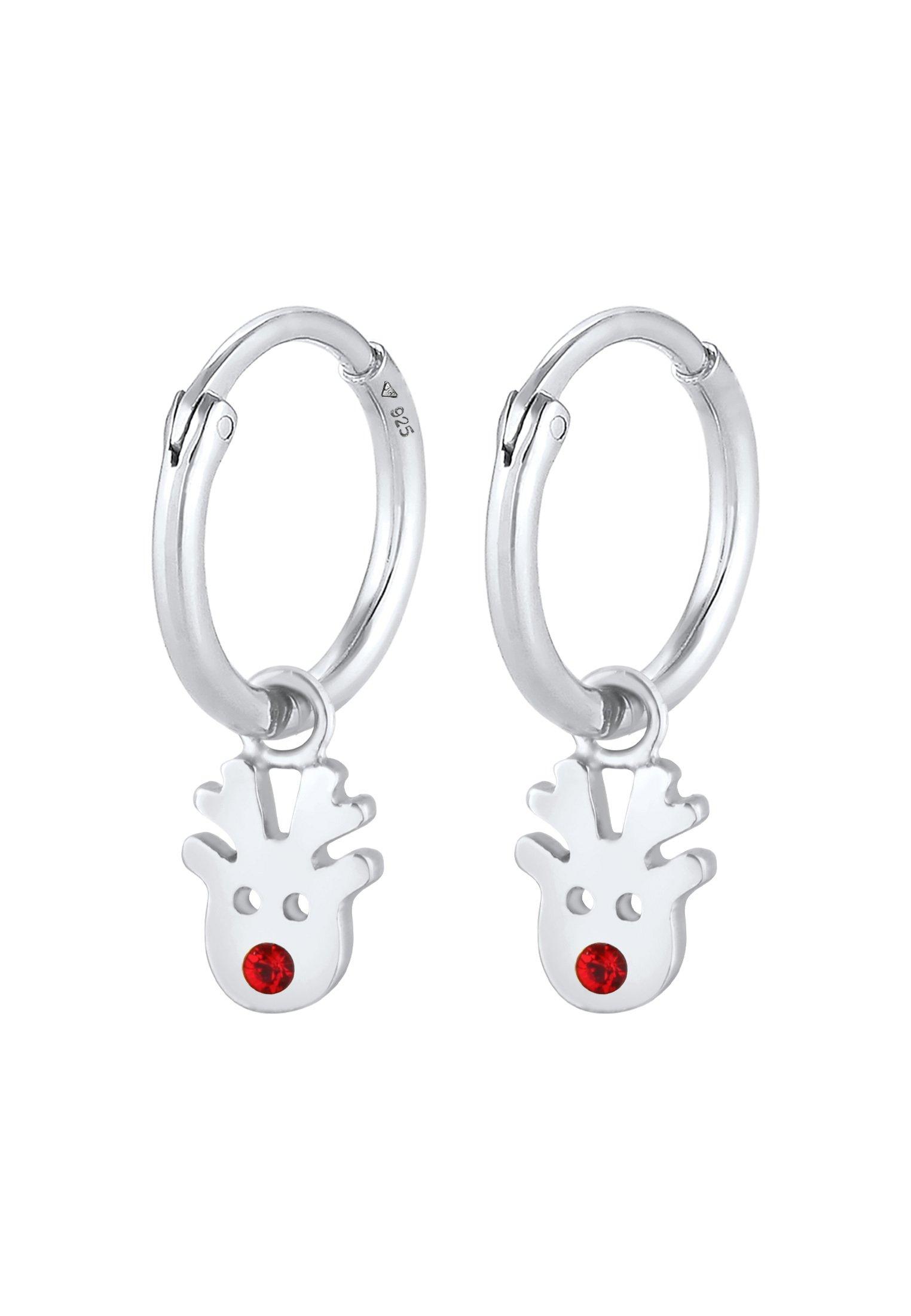 Image of Ohrringe Creolen Rentier Kristalle Damen Silber ONE SIZE