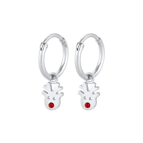 Elli  Boucles d'Oreilles Femmes Créoles Pendentif Renne Noël Avec Cristal 