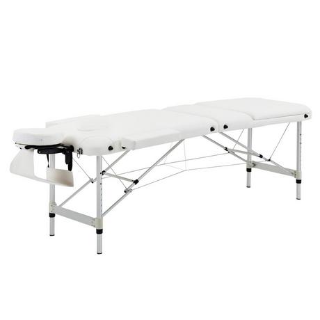 Northio klappbare Massageliege höhenverstellbar mit Kopfkissen für Salon & Spa, Kunststoff & Alu, Weiß, 215 x 60 x 61-84 cm  