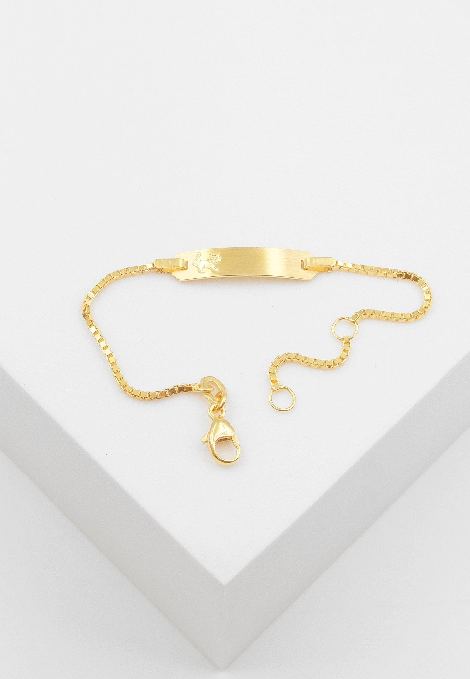 MUAU Schmuck  ID-Bracelet Venezianer Gelbgold 750 Katze, 1.1mm, 14cm 