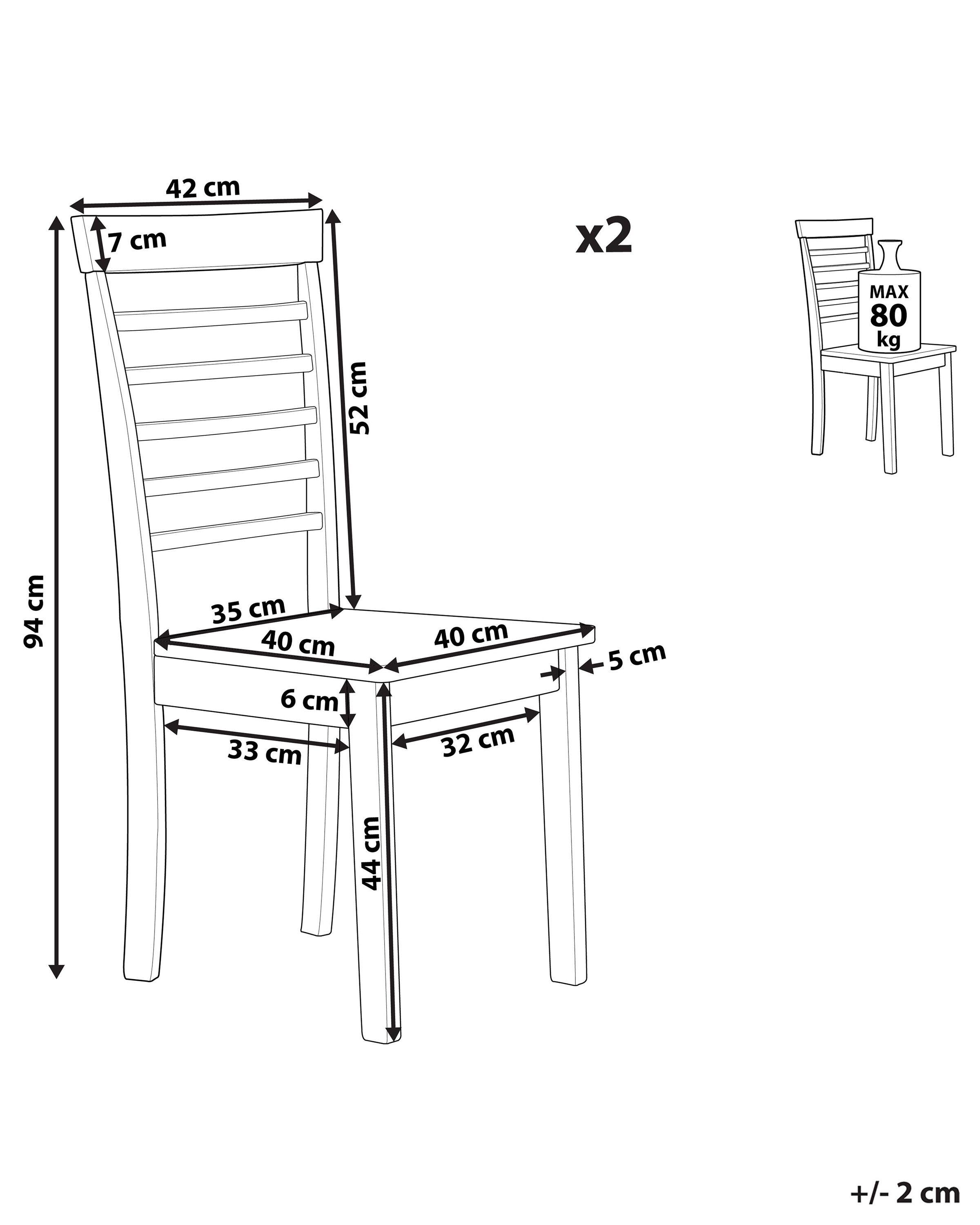 Beliani Lot de 2 chaises en Bois d'hévéa Moderne BATTERSBY  