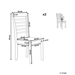 Beliani Lot de 2 chaises en Bois d'hévéa Moderne BATTERSBY  