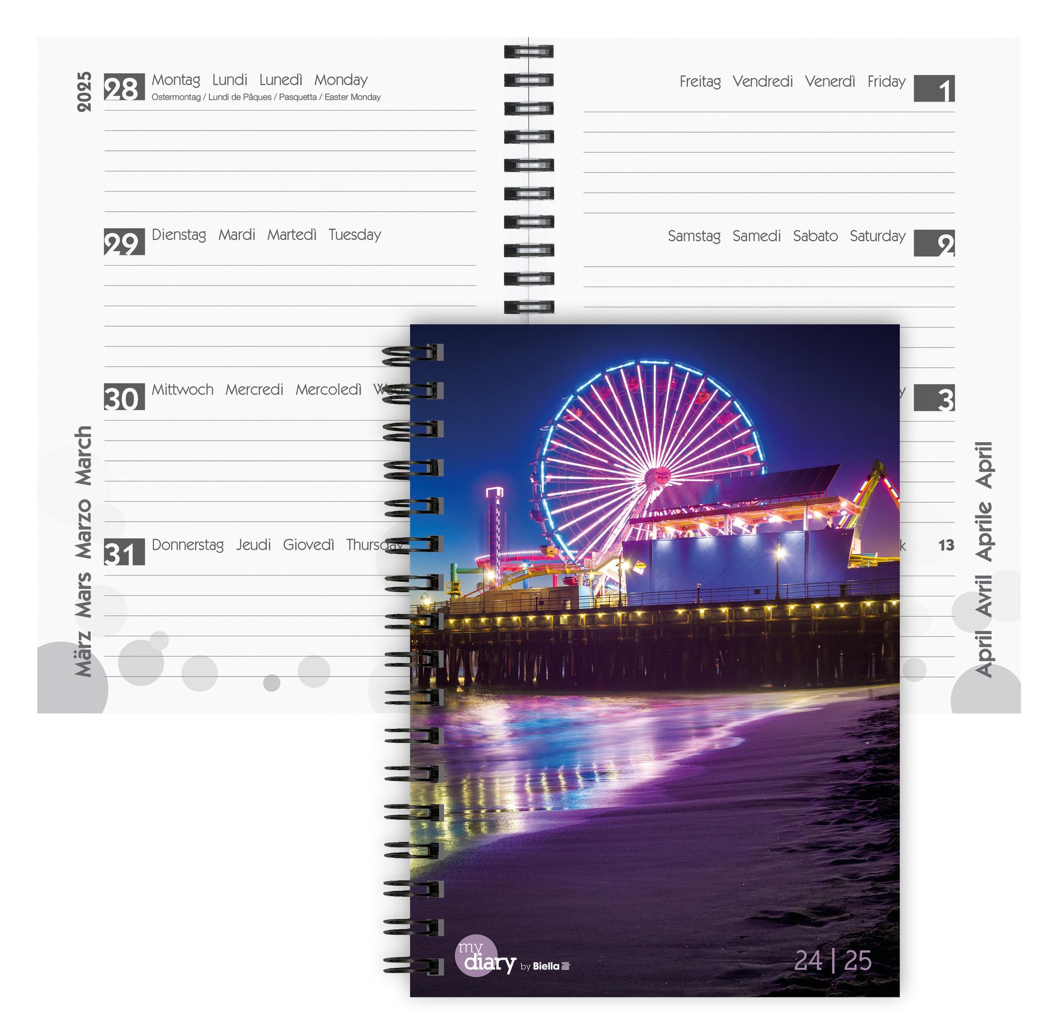 Biella Agenda scolaire mydiary A5 Wire-O 3½ jours par page, Beach  