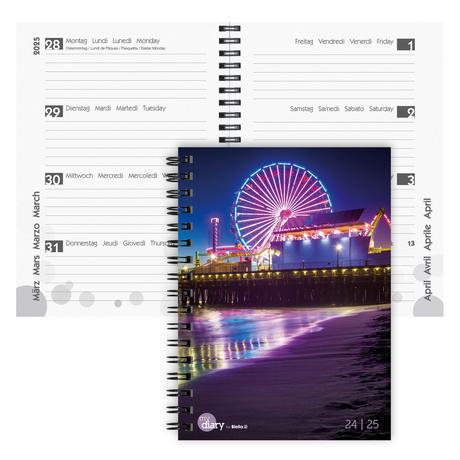 Biella Agenda scolaire mydiary A5 Wire-O 3½ jours par page, Beach  