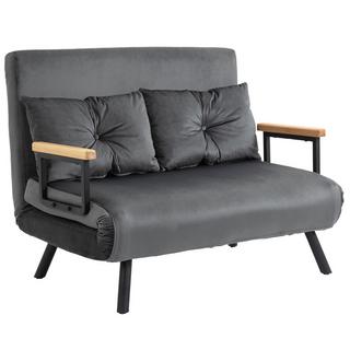 Northio Canapé-Lit Avec Coffre De Lit, Canapé Avec Fonction Couchage, Canapé-Lit Aspect Velours, Coussin De Dossier, Gris Foncé, 102 X 73 X 81 Cm  