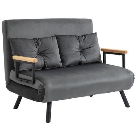 Northio Canapé-Lit Avec Coffre De Lit, Canapé Avec Fonction Couchage, Canapé-Lit Aspect Velours, Coussin De Dossier, Gris Foncé, 102 X 73 X 81 Cm  