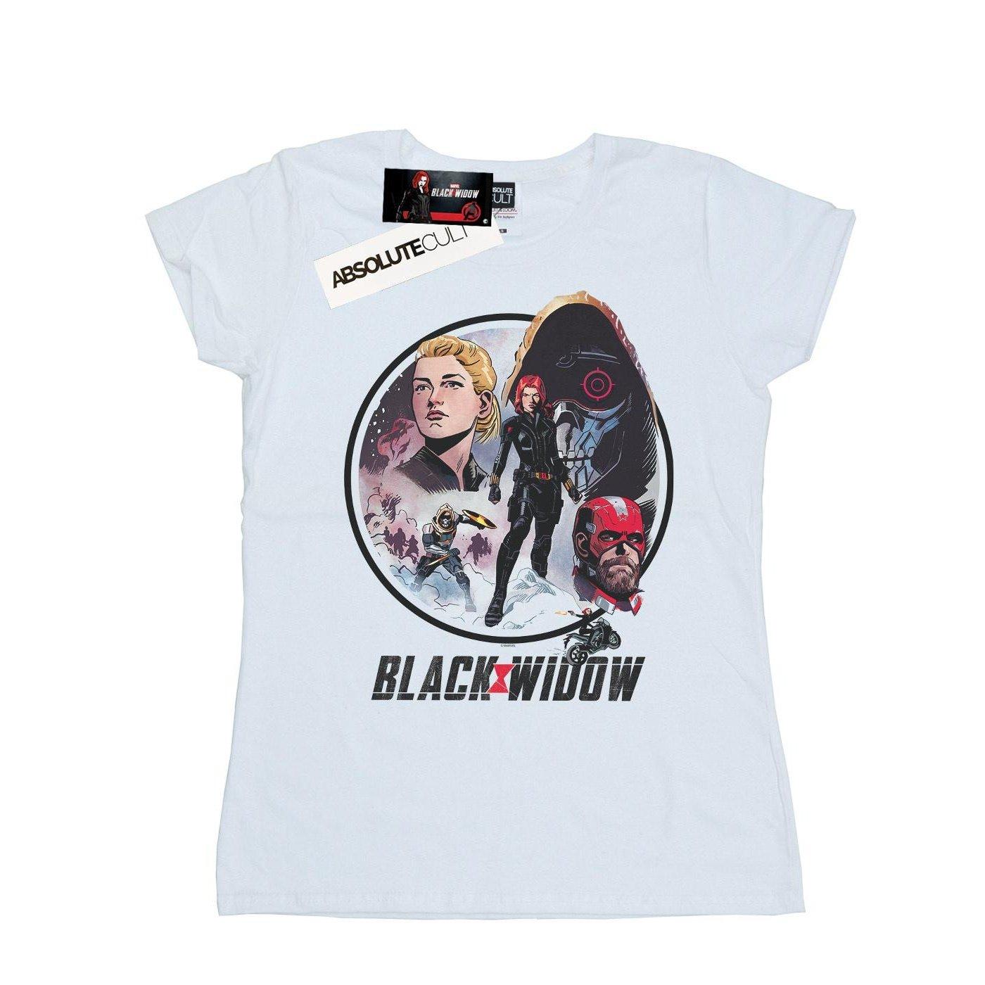 Image of Black Widow Movie Vintage Circle Tshirt Damen Weiss M