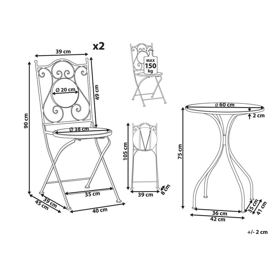 Beliani Set bistrot en Ferro Retrò CIGLIANO  