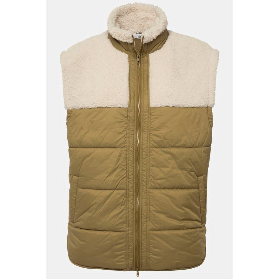 Studio Untold Gilet Matelassé Coupe Large Patch Polaire Bouclée Col Montant Unisexe  