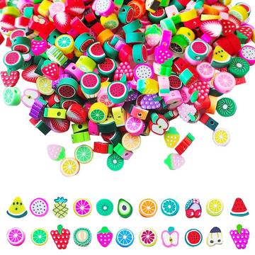 300 pièces perles de fruits perles de polymère, bracelets pour enfants perles d'enfilage colorées kit de perles d'espacement kit de bricolage pour bracelet bandeau pour cheveux bricolage pour la fabrication de bijoux bracelets