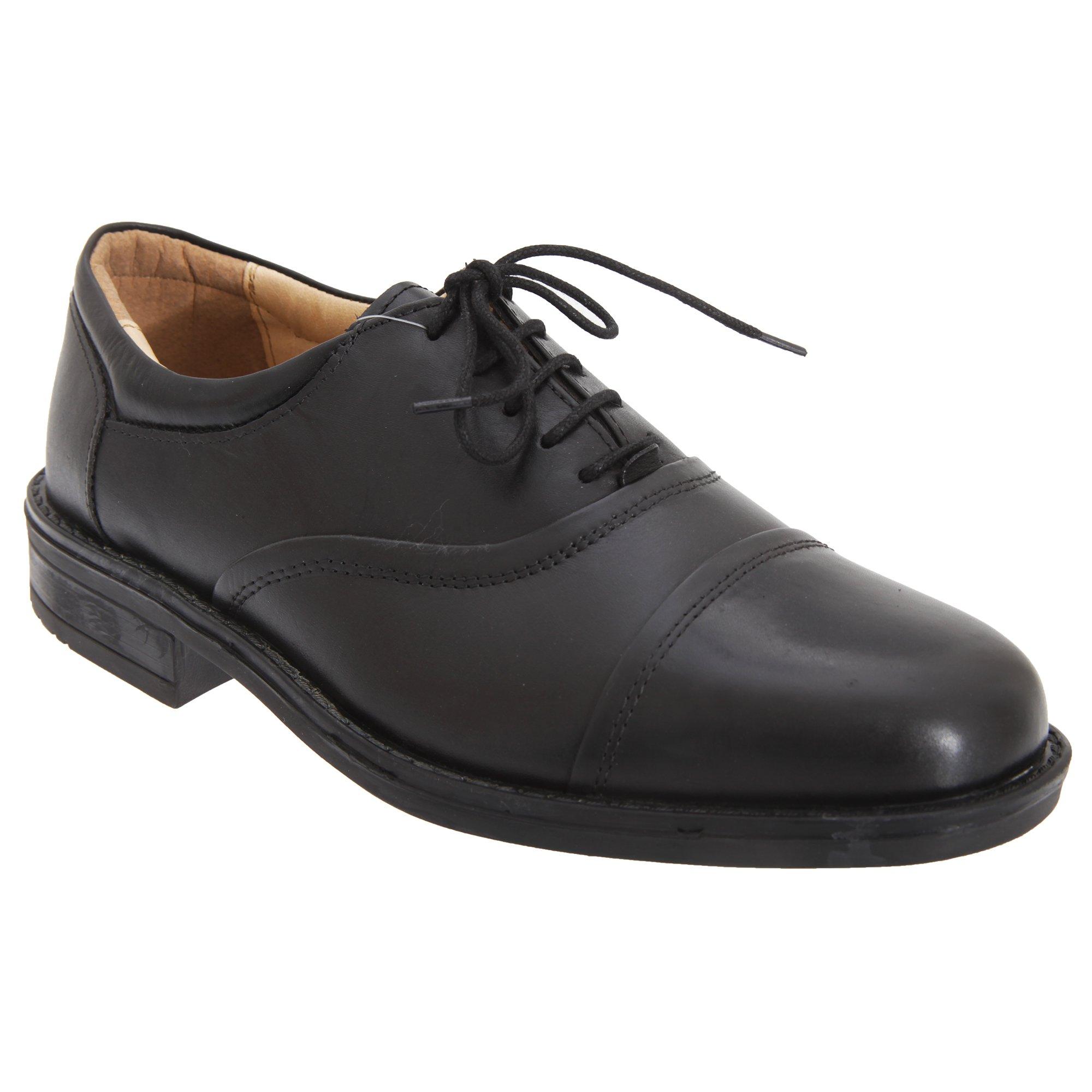 Image of Leder Flexi Capped Oxford Schuhe Herren Schwarz 48