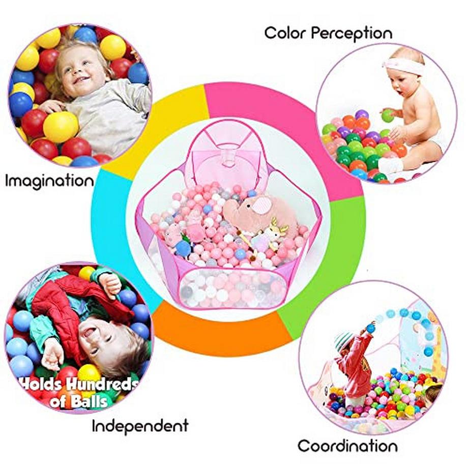 Activity-board  Piscine à balles pour enfants, grande piscine à balles pop-up, tente de jeu pour les tout-petits, parc pour bébés avec panier de basket-ball et sac de rangement 