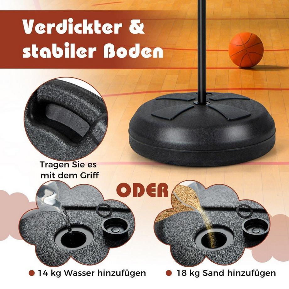 B2X  Kinder Basketballkorb mit Dartboard & 6 Darts Basketballständer Schwarz 