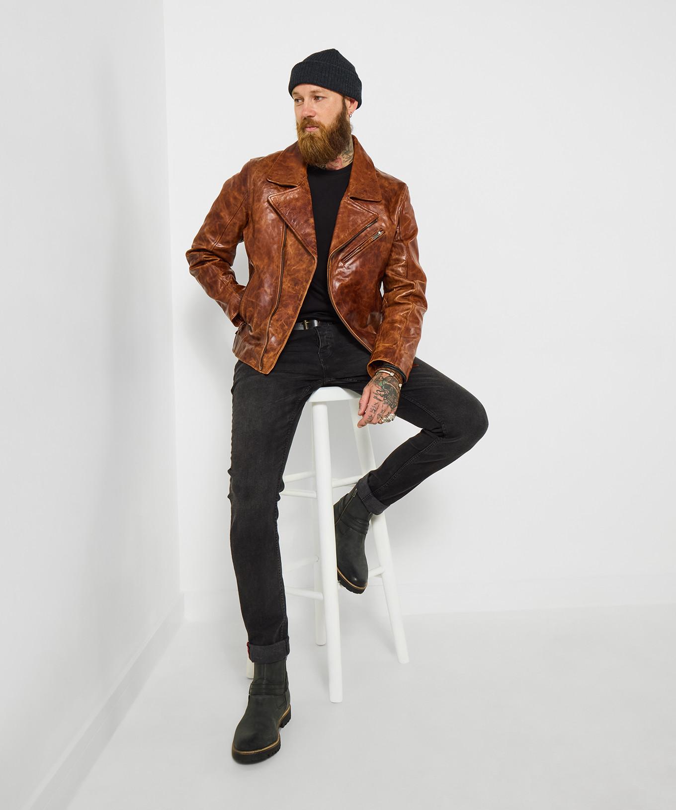 Joe Browns Giacca in pelle stile biker con cerniera  