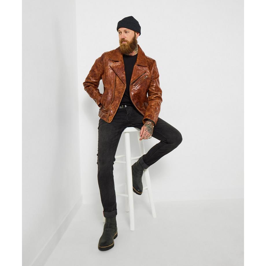 Joe Browns Lederjacke im Bikerstil mit Reissverschluss  