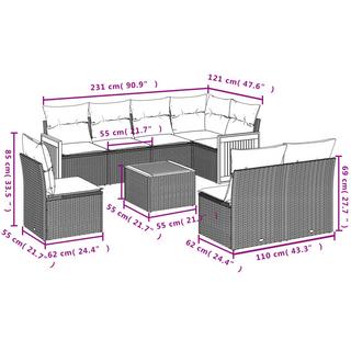 VidaXL Ensemble de canapés de jardin rotin synthétique  