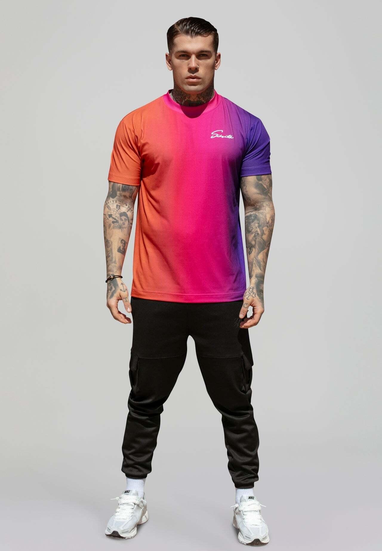 Sik Silk  T-shirt Script Fade T-Shirt in Pink, Purple 