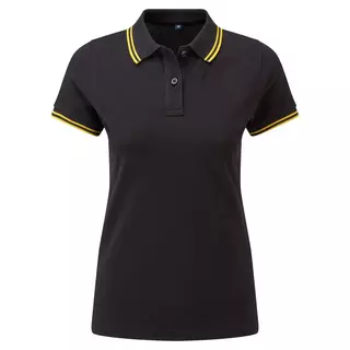 Asquith & Fox  Classic Fit Tipped Polo Schwarz